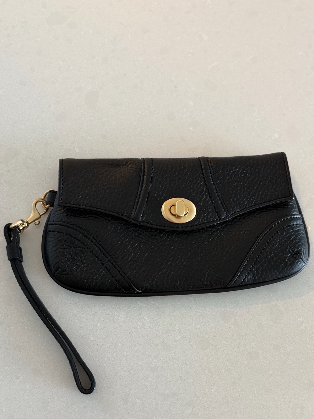 Talbots Black Leather Crossbody with Gold-Tone Accents